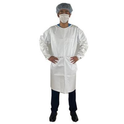 Personal Protective Equipment White PP+PE 40GSM Disposable Gown Isolation