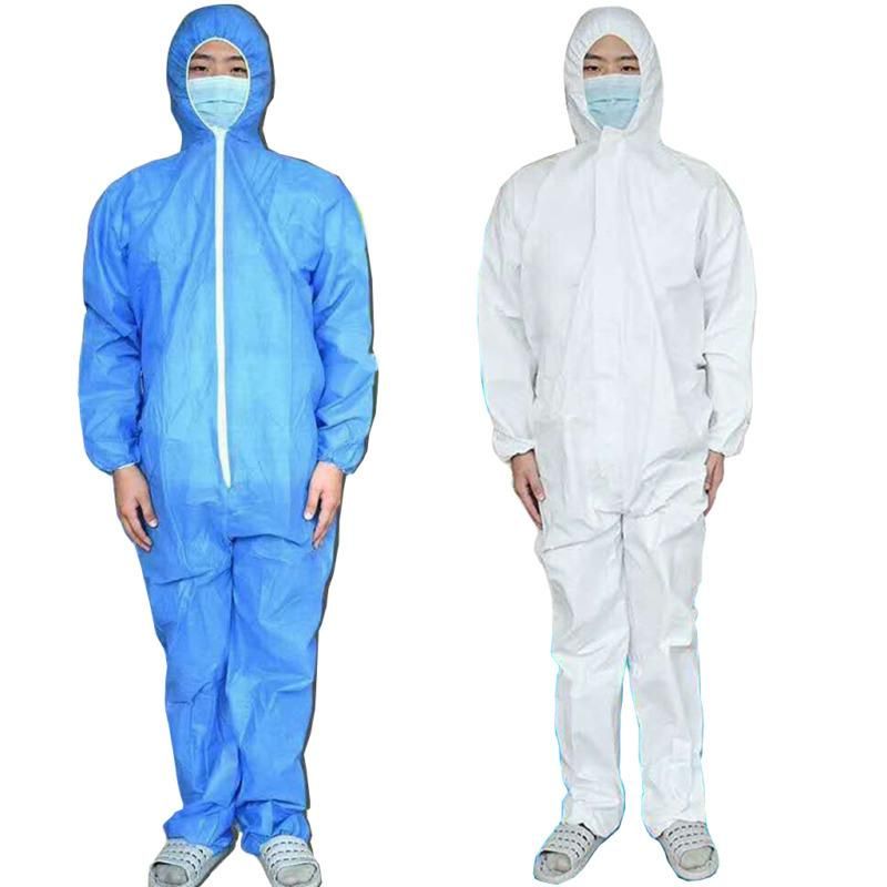 Disposable Standard Weight White Polypropylene Coveralls with Hood