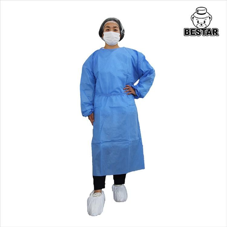 AAMI PB70 Level 3 Disposable SMS Medical Isolation Gown with Knitted Cuffs for Hospital