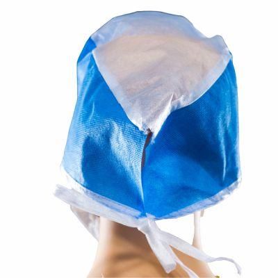 SMS Unsiex Disposable Non Woven Cap Doctor Nurse Cap Hats with Solid Particle Protection