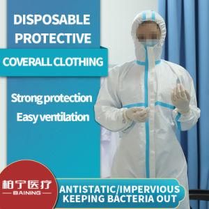Non-Woven Breathable and Antistatic Disposable One-Piece Rubber Band Medical Protective Clothing