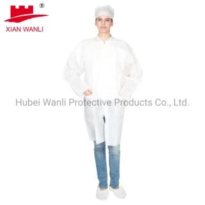 Nonwoven Lab Coats Factory Supply PP Disposable with CE SMS Blue White
