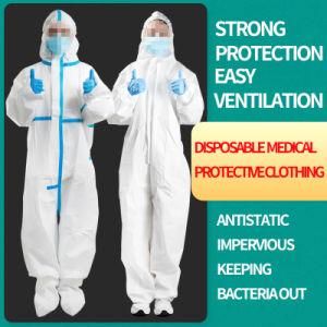 Protective Clothing Coverall Full Body PPE Isolation Chemical for Hospital Hazmat Suit