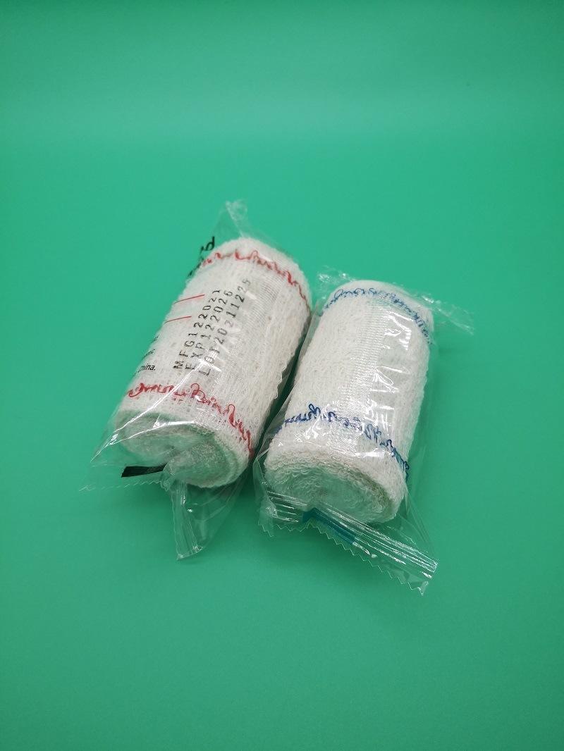Medical Elastic Spandex Crepe Bandage White Color Red or Blue Yarn Latex Free