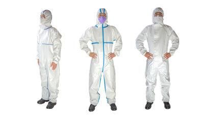 China Supplier Hospital Type 5b 6b Disposable Protective Clothing Suit 50PCS/CTN Sf Laminate 63GSM Disposable Coveralls