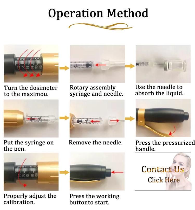 Free Shipping Safe Easy Needle Free Crossed Linked Hyaluron Injection Pen