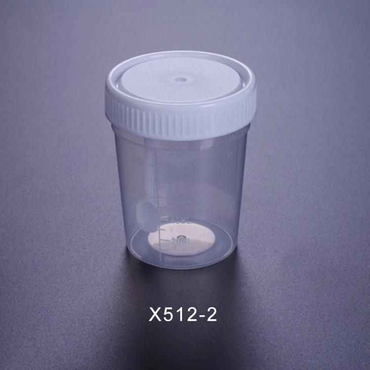 Stocked Lab Use Disposable Plastic Stool Cup with Cover Spoon