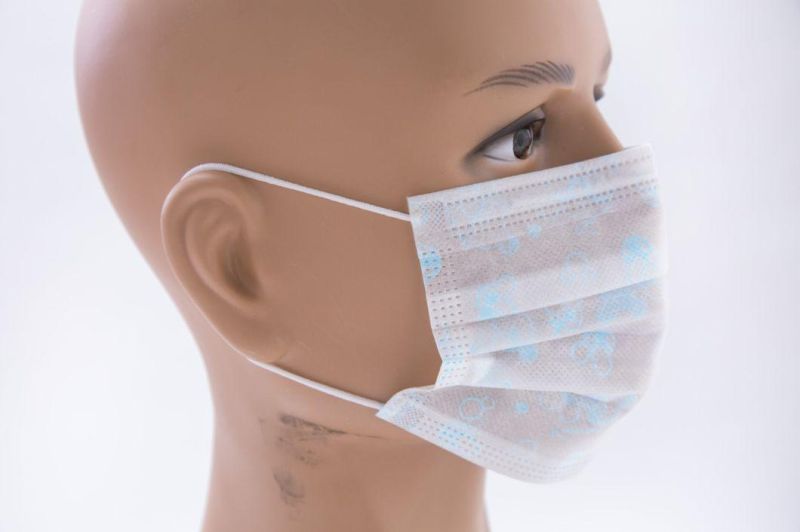 Disposable 3-Ply Face Mask for Adult Non-Sterile Face Mask, Mdr CE Approved Triple-Layer Filtration Disposable Masks Ear Loops & Tie on with Nose Clip Face Mask