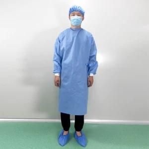 Disposable Blue Isolation Gown Sugica Gown Elastic Cuff or Knitted Cuff En13795 Factory Price Protective Suit Disposable
