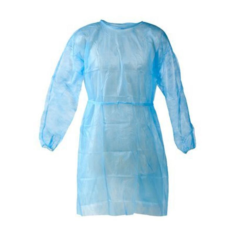 Disposable PP PE SMS Protective Safety Isolation Gown Knitted/Elastic Cuff Safety Clothing for Lab and Hospital