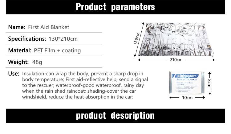 OEM/ODM Protable/Resuable First-Aid Emergency Foil Mylar Thermal Blanket