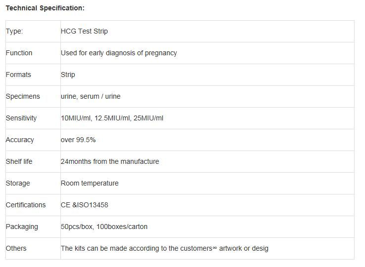 Rapid HCG Pregnancy Test Strip