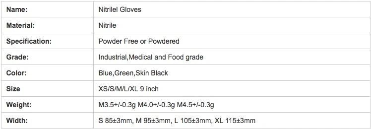 Personal Protective Medical Disposable Exam Nitrile Gloves Latex Free