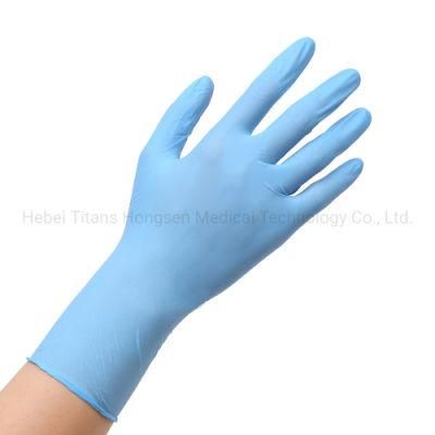 Titanfine High Quality Durable Powder-Free Textured Nitrile Examination Gloves Disposable