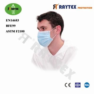 Hot Sale KN95 En14683 Bfe99 Earloop Elastic Protective PP 3 Ply Face Mask