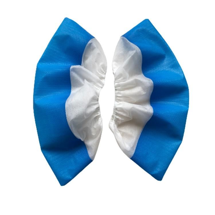 Disposable Blue Half Laminated Waterproof Shoecover Light Weight PE+CPE Overshoe Blue Shoe Covers