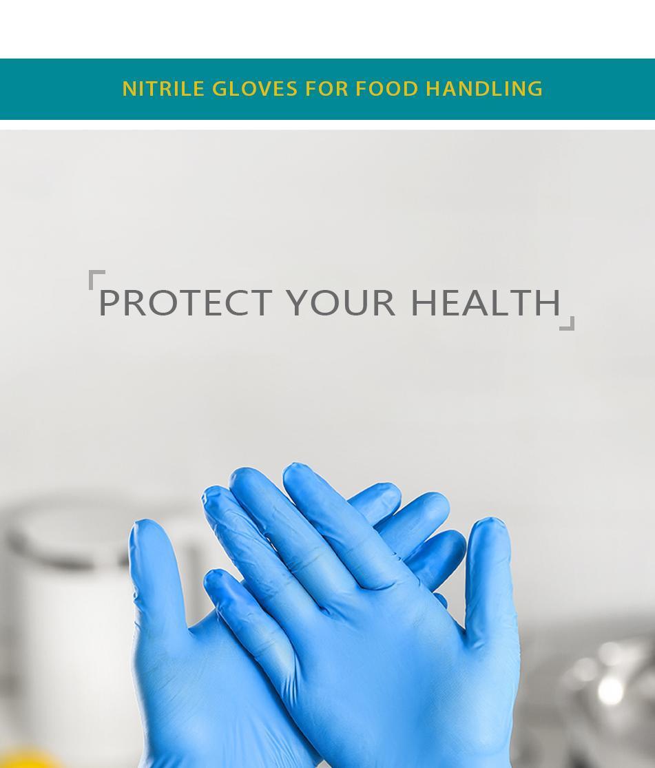 Wholesale Blue Powder Free Nitrile Gloves with High Quality Household Disposable Nitrile Gloves