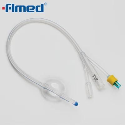 Foley Catheter Three-Way, with Plastic Valve 100% Silicone, X-ray Contrast