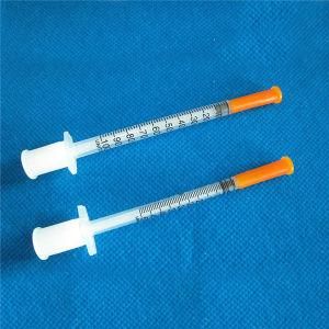 Disposable Medical Orange Cap 1ml Insulin Syringe with Fixed Needle Secure