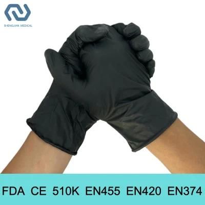 FDA CE 510K En455 Disposable Nitrile Medical Examination Gloves
