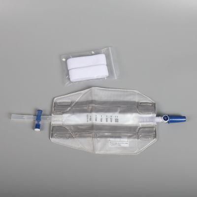 350ml Diamond Shape (3 chamber) -Non Woven Cloth/Fuzzy Back Foil Medical Urine Soft Leg Bag with Two Comfort Latex-Free Straps