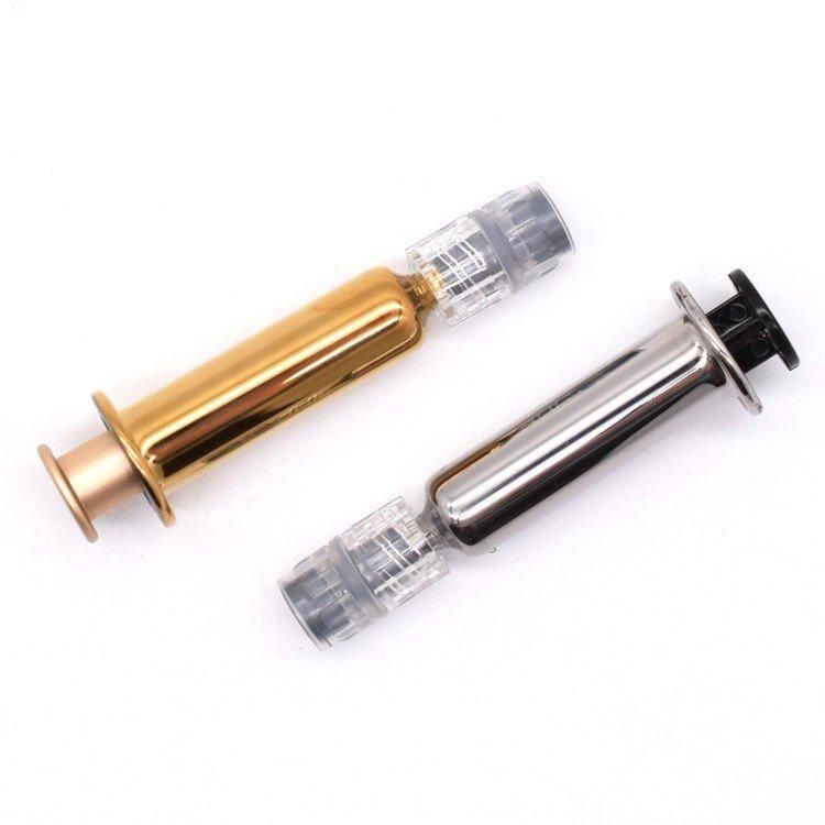 1ml Oil Luer Lock Glass Prefilled Syringe with Metal Plunger Gold Silver