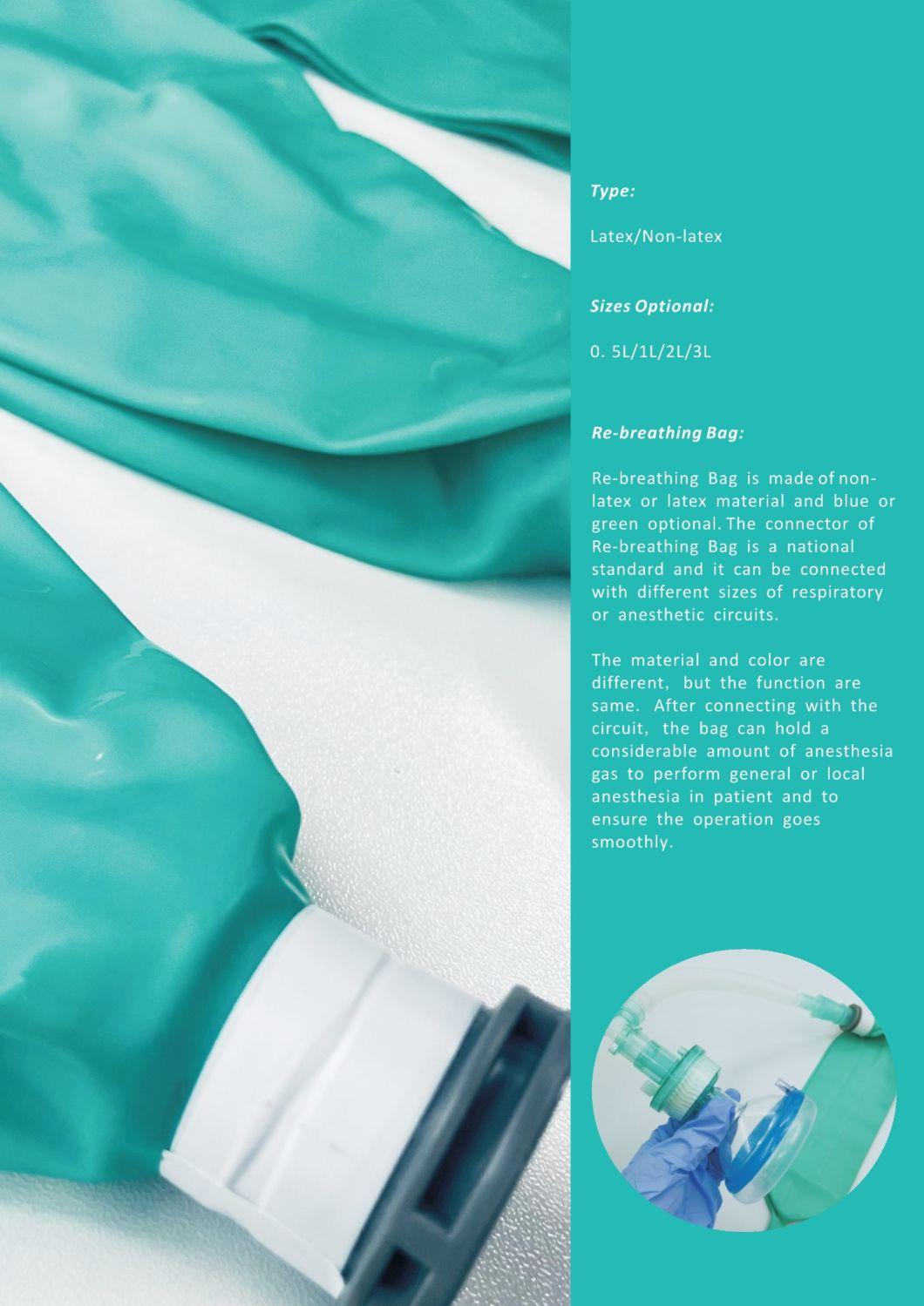 Breathing Circuit Accessories Anesthesia Green Color Disposable Latex-Free Anesthesia Breathing Bag