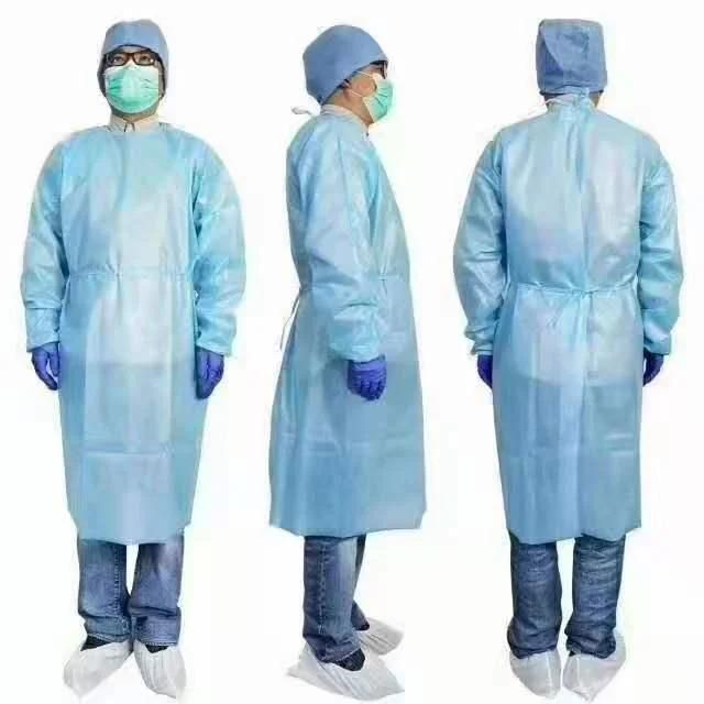 Disposable Clothing, Yellow PP+PE Medical Isolation Gowns