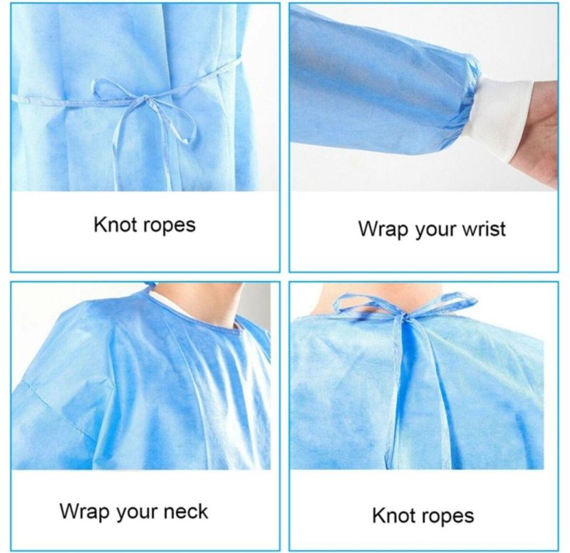 Disposable Nonwoven or SMS Isolation Protective Overall Gown