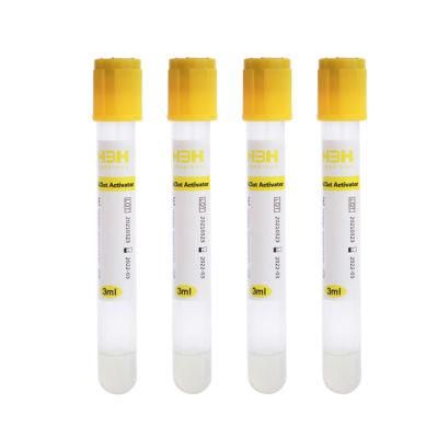 CE Certificated Disposable Plastic Yellow Gel &amp; Clot Activator Tube in Biochemistry Examination