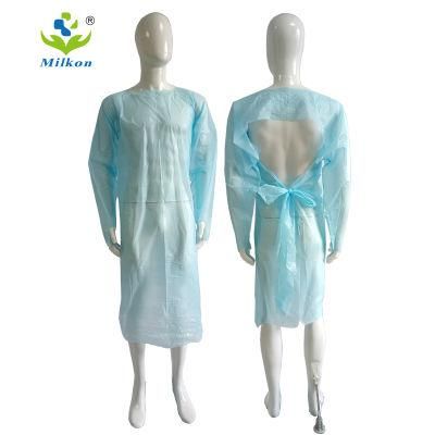 Good Feedback Blue Disposable PE Apron Gown CPE Gown for Kitchen Dining Room Hospital