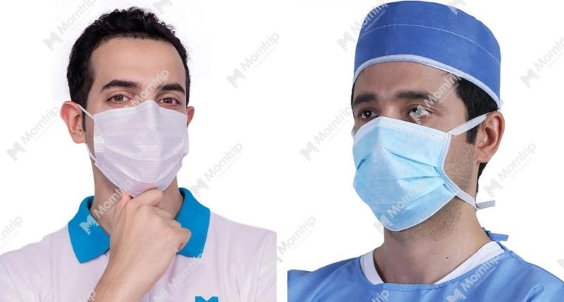 3 Ply Blue Wholesale Non Woven Pleated Protective Type 2 R Breathable Medical Procedure Anti Droplets Disposable Surgical Earloop Face Mask with Custom Logo
