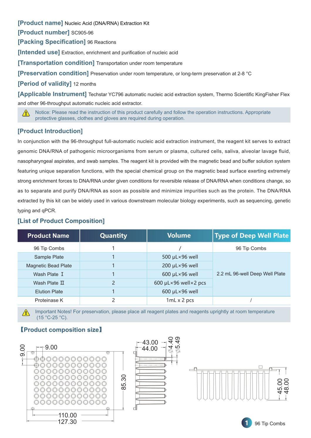 Techstar Wholesale Cost-Effective High Yield High Quality Magnetic Bead Method Virus DNA Rna Nucleic Acid Extraction Purification Reagent