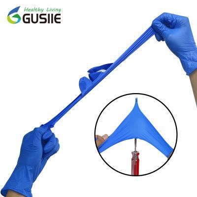 Gusiie Blue Disposablenitrile Gloves Powder Free High Quality Medical Examination Large Gloves