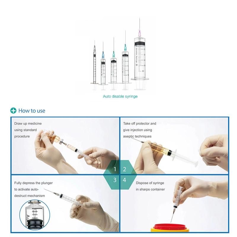 Auto Disable Vaccine Syringe with Needle CE ISO