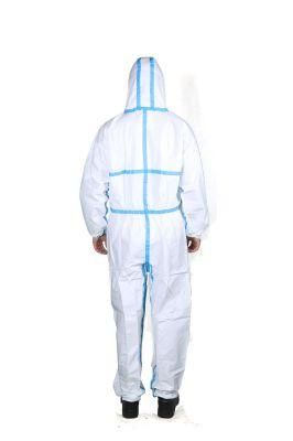 Type4/5/6 Blue Tape Medical Use Disposable Use Chemical Protective Coverall