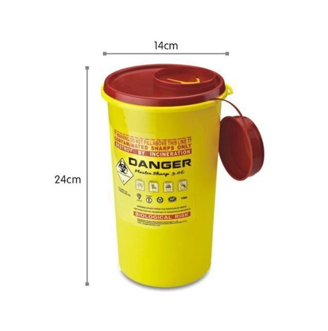 Disposable Sharps Container, 5L Medical Biohazard Waste Bin, Square Sharp Container