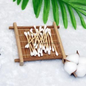 3&quot; Bamboo Cotton Buds Dual End Sticker with Cotton for Cosmetics