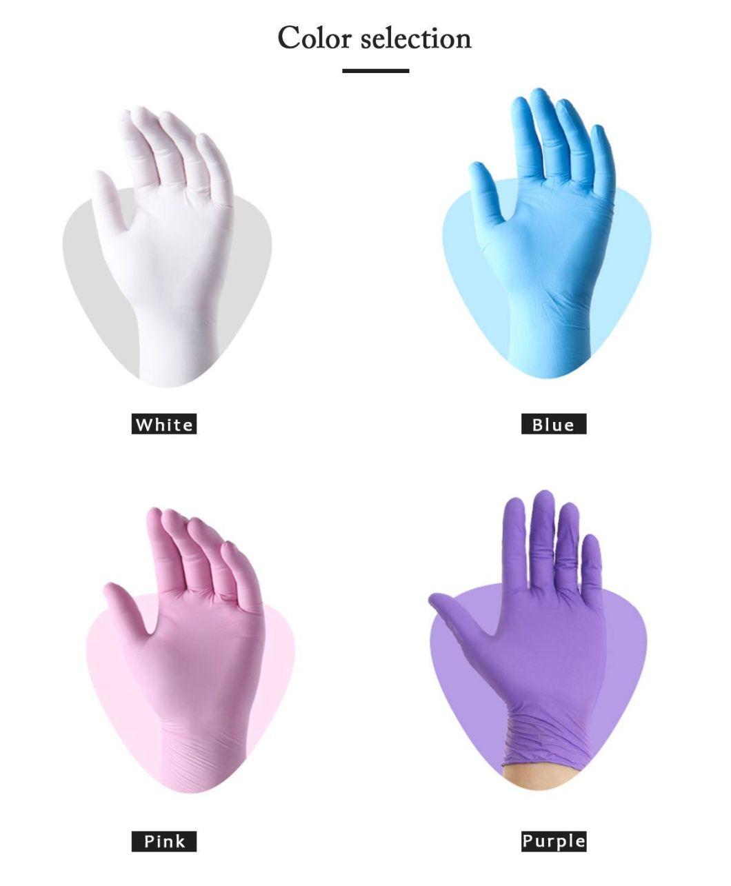 Disposable Comfortable Textured Finger Tips White Blue Nitrilework Gloves