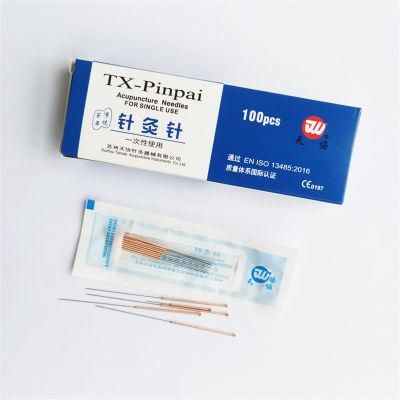 Disposable Copper Handle Sterile Acupuncture Needle with Plastic Bag Packing