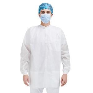 High Performance SMS Disposable Lab Coat Lab Gown with Knitted Cuffs and Collar