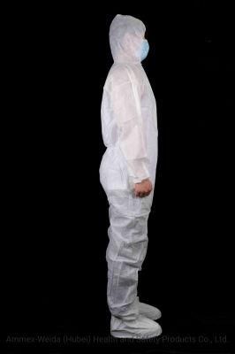 Anti-Static Disposable Type5/6 Protective Coverall with Hood Waterproof Disposable SMS Full-Body Gown