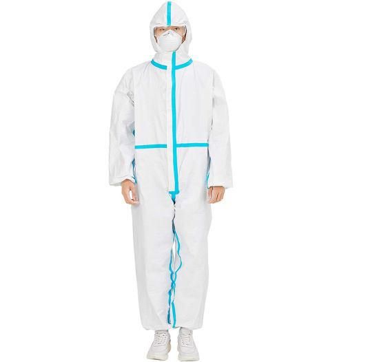 Polypropylene Hooded Jumpsuit with Zip Closure White Color Disposable