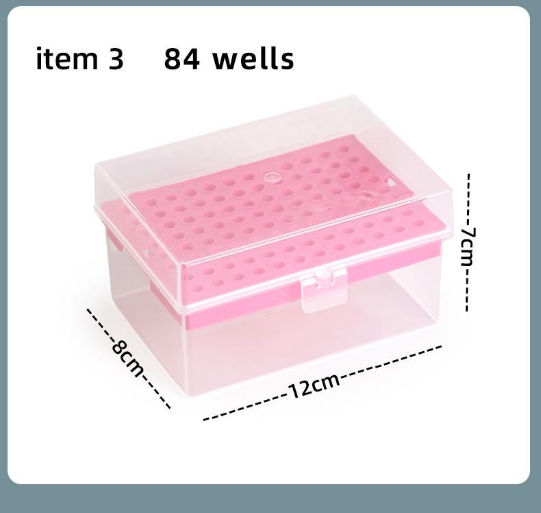 Plastic Pipette Tip Rack with Tip-Tray, Empty Box, 84 Wells