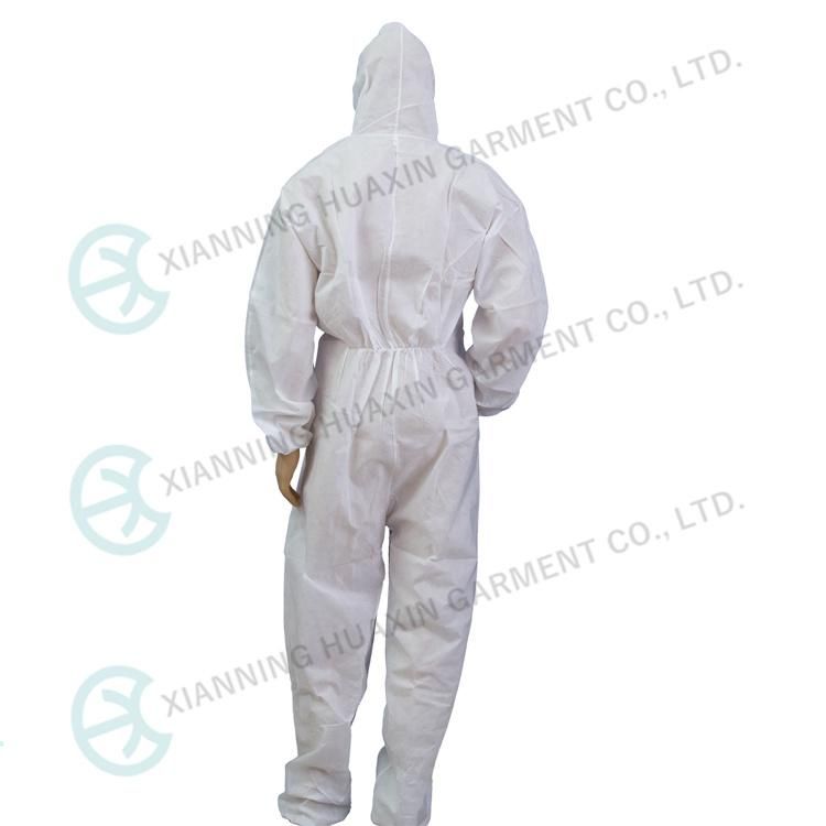 Type 5/6 White SMS Dust Proof Safety Workwear Anti Pneumonia Overalls Breathable Protective Clothing