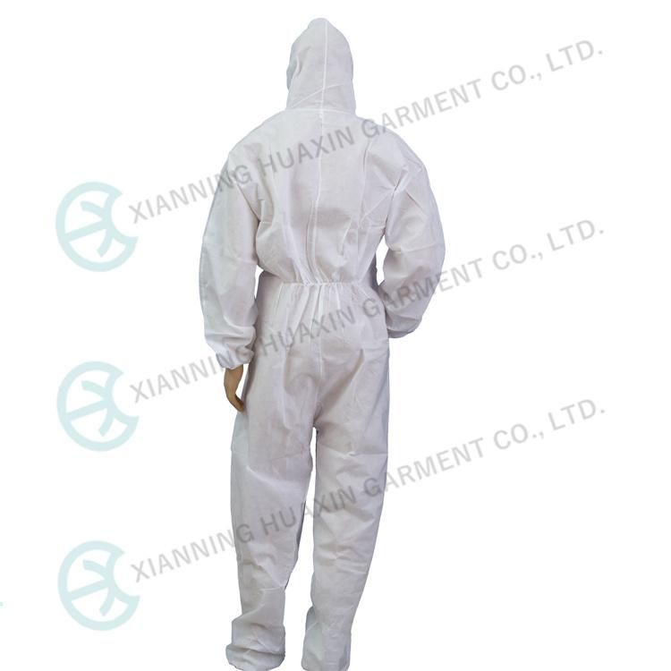 Type 5/6 White SMS Dust Proof Safety Workwear Anti Pneumonia Overalls Breathable Protective Clothing