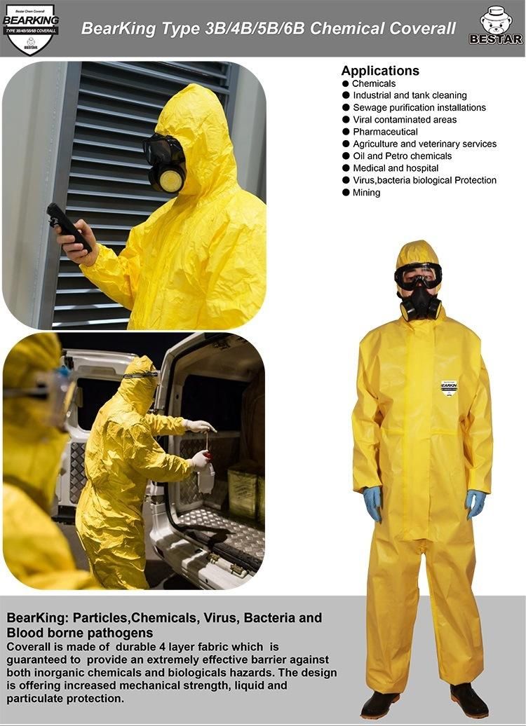 Disposable Type 3b/4b/5b/6b Bacteria Resistant Coverall for Laboratory