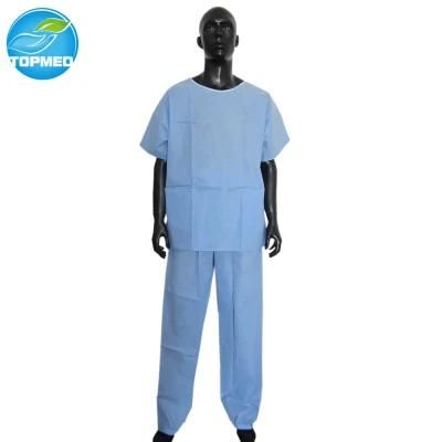 Disposable PP PP+PE SMS Hopital Patient Gown with Short Sleeves