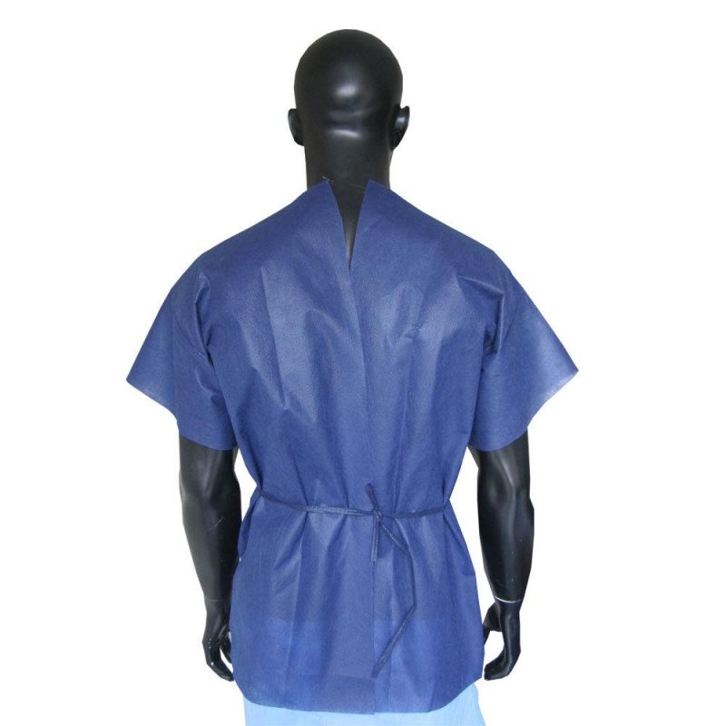 Round Collar Disposable Patient Clothes Short Style with Tie-on