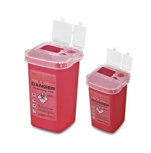 Disposable Sharps Container, 5L Medical Biohazard Waste Bin, Square Sharp Container